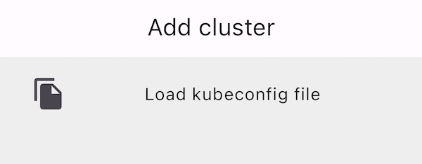 k8z add cluster page for importing kubeconfig